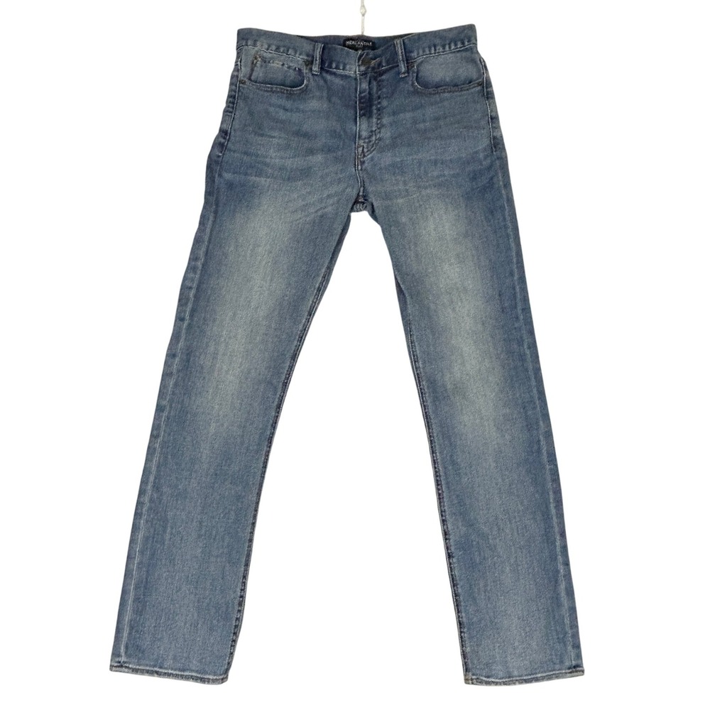 J.Crew Mercantile Flex Jeans Men 32x32* Straight‎ Blue Medium Wash Distressed
